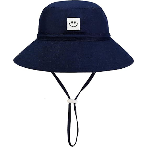Aurinkohattu Hymyilevä Taapero UPF 50+ Auringonsuojaus Bucket Hat Kaunis Rantahattu 0-8 Kuukauden Tytöille Pojille Säädettävä Hattu