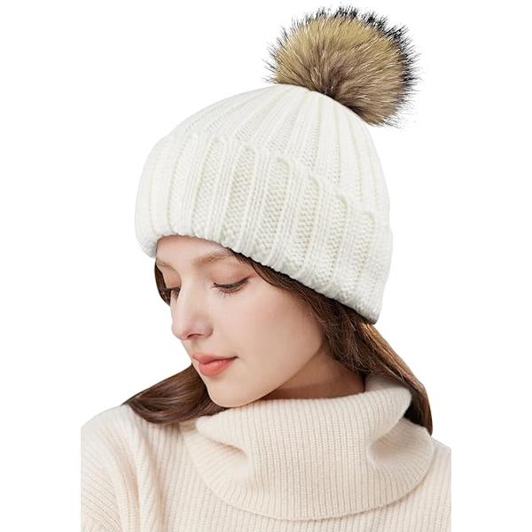 Naisten Beanie-pipoja, Naisten Talvipipoja, Lämpimiä Talvipipoja Naisille Ulkoilmakäyttöön Irrotettavalla Pompomilla