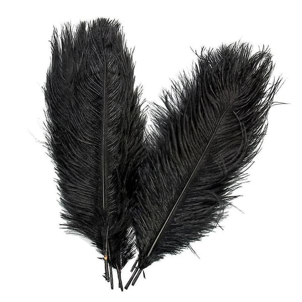 10 stk strutsestøvfjerner midtpunkt bryllup fest borddekorasjon 30-35cm Black