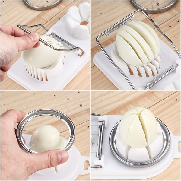 2-i-1 Egg Slicer Cutter, Multifunksjonell Rustfritt Stål Kokt Egg Terninger og Slicer Chopper, Egg Frukt og Grønnsak Slicer
