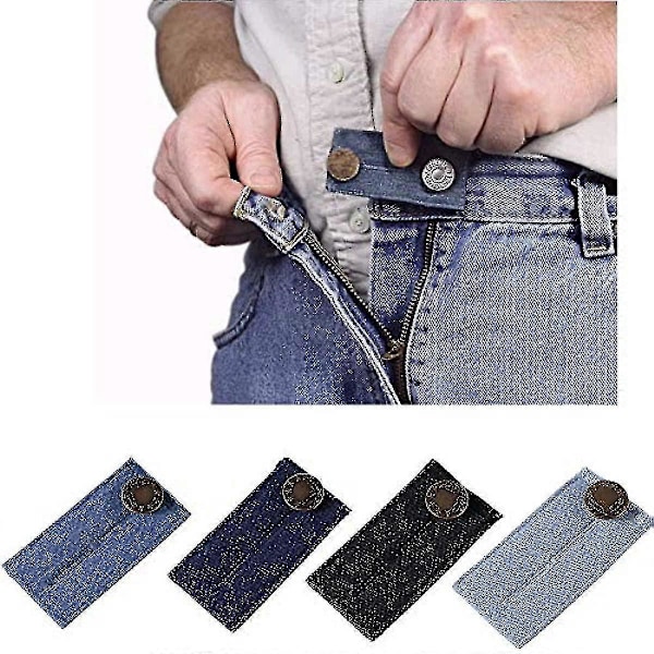 Elastiske taljeforlængere 4 stk. Justerbare linningforlængere til mænd og kvinder Jeans Bukser Knapforlængersæt