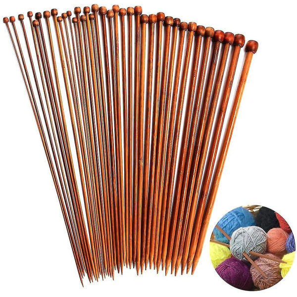 Bamboo Knitting Needles Set Single Point Carbonated 2mm-10mm 36pcs