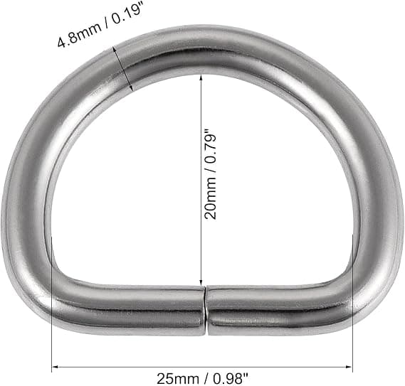 Metall D-ring, D-ring spenne for vesker, belter, håndverk, DIY tilbehør, 2 stk