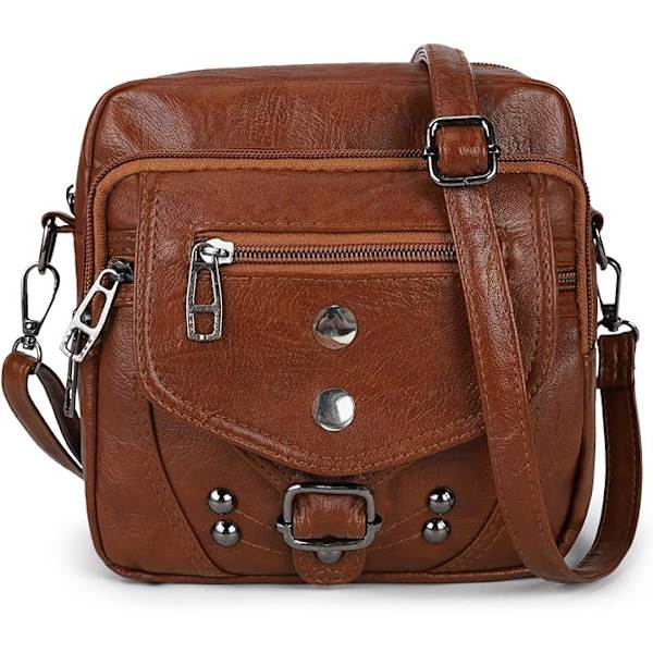 Crossbody-telefonväskor för kvinnor, små mjuka läderplånböcker, handväskor, axelväskor, damer, multifunktionella påsar Brown