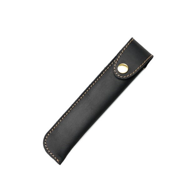 Læder Pen Etui Holder, Beskyttende Pen Etui, Fyldpen Holder Etui, med Metal Knap, Ægte Læder Håndlavet, til Stylus Touch Pen, Kuglepen Black
