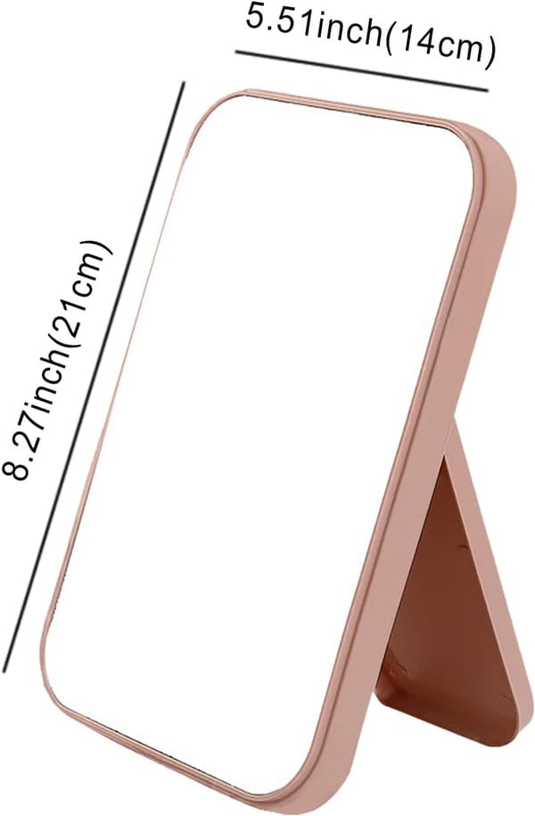 Makeup Spejl, Foldbar Desktop Vanity Spejl Bærbar Rektangulær Makeup Spejl til Rejser Camping Hjem (Pink)
