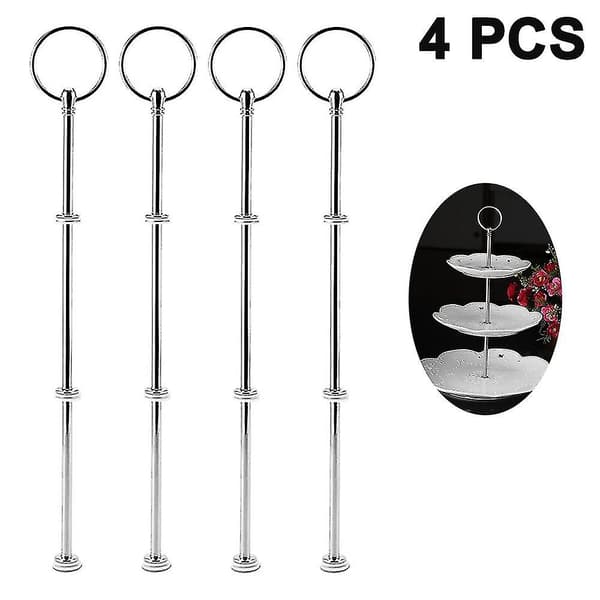 4 Sæt 3-lags Kage Stativ Hardware, Lagdelt Bakke Hardware 3-lags Kage Stativ Silver