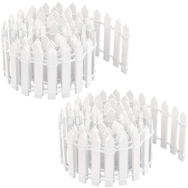 2-pack miniatyrträdgårdsstaket, 5 * 90 cm litet trästaket, miniatyrstaket för mikrolandskap, dockhus, blomkruka, älvträdgårdsdekoration