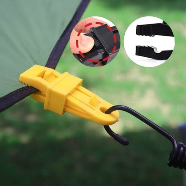 10 stk Justerbare Heavy Duty Presenning- og Skærmpresenningklemmer Plastikklemmer til Presenning Genanvendelige Presenningklemmer - Gul Yellow