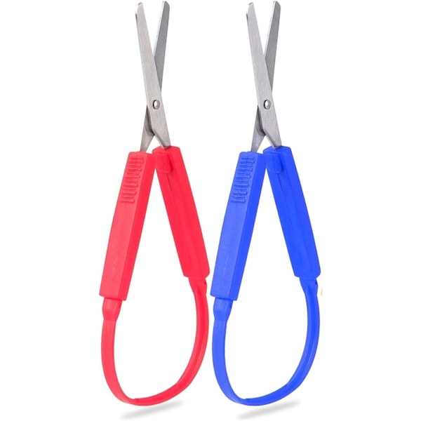 2-pack Loop Saxar Grepp Saxar Loop Handtag Självöppnande Saxar Saxar för Barn och Vuxna Speciella Behov, Pappersarbete
