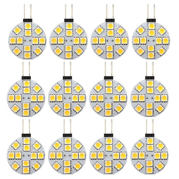 12 st G4 Puck-lampor LED-lampor Sidopinsbas Rund G4 5050 12smd LED Husvagn Camper Ljus Hemläsning