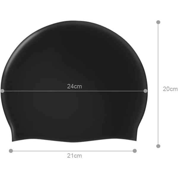 Svømmehue til mænd og kvinder, voksen svømmehue, behagelig pasform, vandtæt svømmehue, silikone unisex svømmehue Black