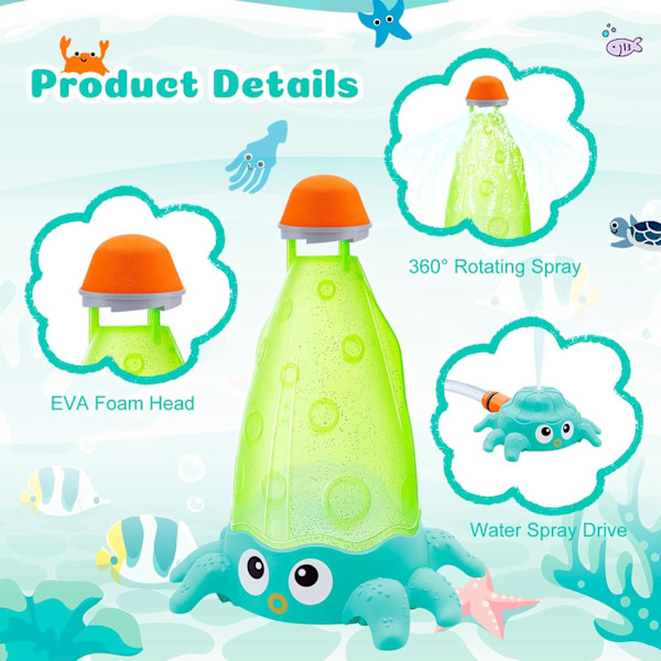 Vattenraket | Hydro Launch Vattenraketleksaker | Sommarträdgård Utomhus Vattensprayleksaker för Barn Småbarn | Rolig Present för 3+År Gamla Barn Octopus