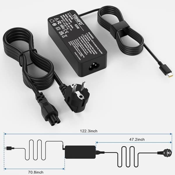 65W USB-C Strømadapter til Bærbar Computer til Lenovo ThinkPad Huawei