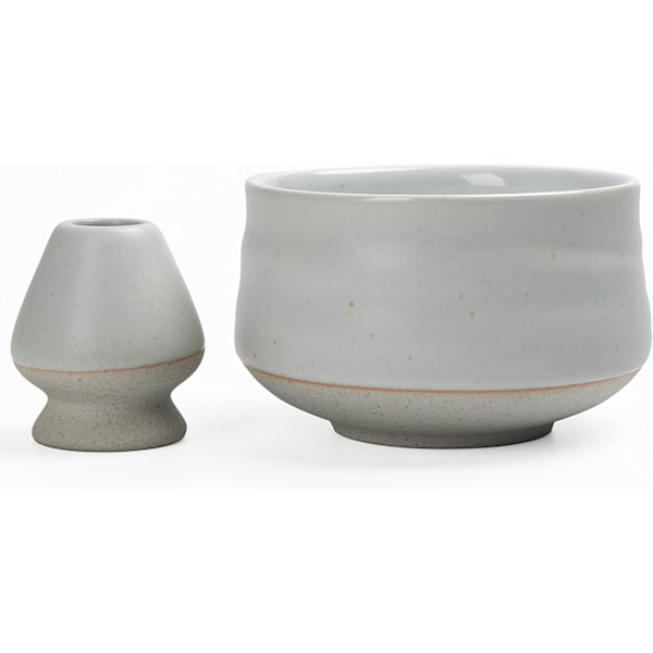 Matchapisker og skål & piskerholder, Chasen-holder, Matcha skåle kopper håndtag blandingspisker stativ, Match sigte pisker håndlavet børste Ivory White