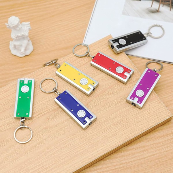 2 stk LED Nøkkelring Liten Lommelykt | Lommelykt Liten Lyssterk med Innebygde Batterier | Liten LED Mini Lommelykt Nøkkelring