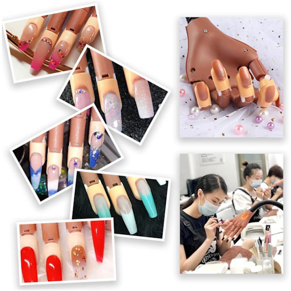 Övningshand för akrylnaglar, 100 st nagelspetsar träningshand professionella nagelkonstverktyg justerbara falska fingernaglar för DIY nagelmanikyr