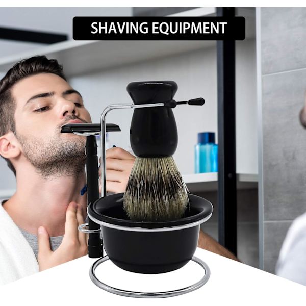 Stativsett for barbering for menn, universal tungt stativ i rustfritt stål med barberingsbolle - Den beste sikkerhetsbarberingsstativet