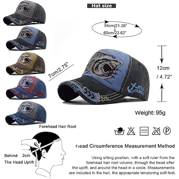 Miesten kulunut baseball-lippis Snapback Trucker Hat Ulkoilmakorkki Unisex Snapback Vintage Trucker Cap, Sininen