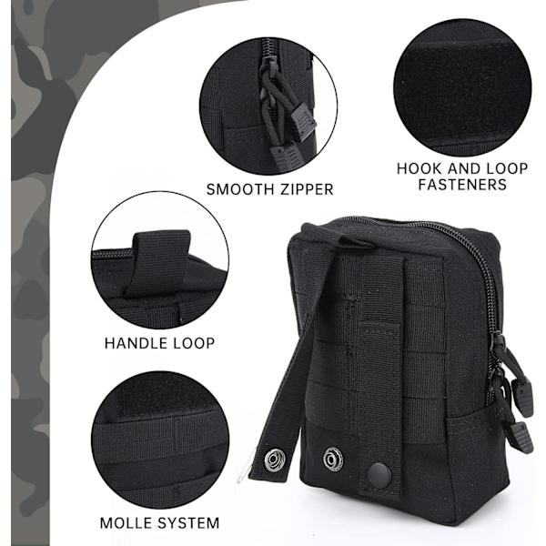 2-pack taktisk väska, midjeväska, EDC-väska, militär liten utrustningsväska för utomhusjakt, camping, vandring, trekking
