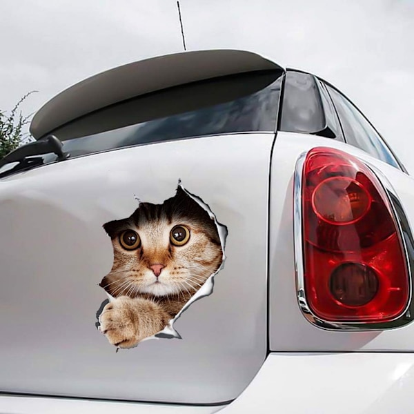 2 stk 3D Stereo Katt Avtakbar Bilsticker Anime Morsom Dekorasjon Kattunge Sticker Bilstiling Sticker