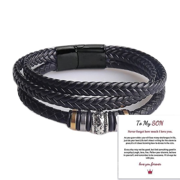 Stainless Steel Inspirational Bracelet, Men's Braided Leather Bracelet Bracelet Bracelet Son