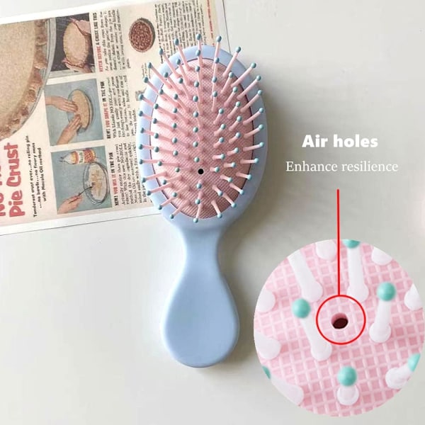 Mini Resa Detangler Borste Antistatisk Hårborste Liten Oval Våt Borste Våt Och Torr Hår Trassel Hårborste för de flesta hår Blue
