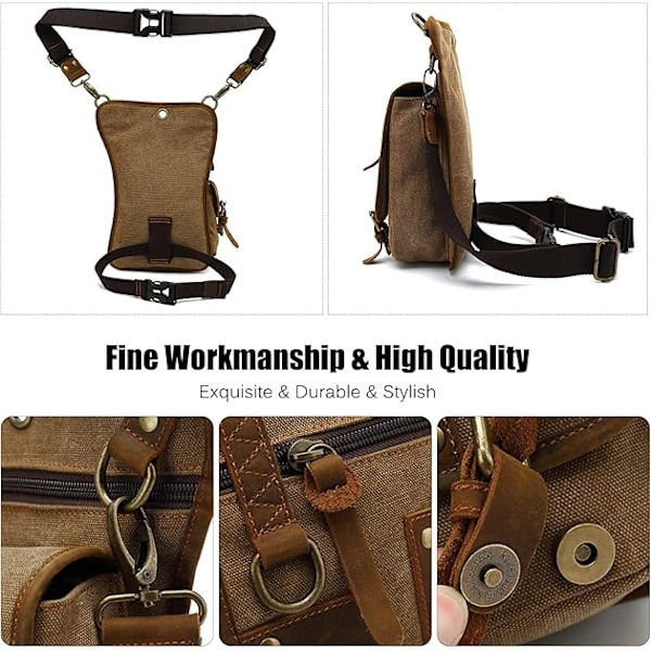 Canvas Drop Leg Bag Vandring Midjeväska Sling Crossbody Väska Axelväska Män Bröstväska Kvinnor Casual Daypacks för Utomhus