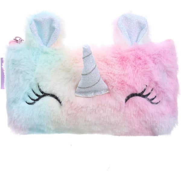 1 st Unicorn Pennfodral Plysch Unicorn Väska Söt Makeup Väska Kosmetisk Väska Stor Stationery Väska för Flickor Barn
