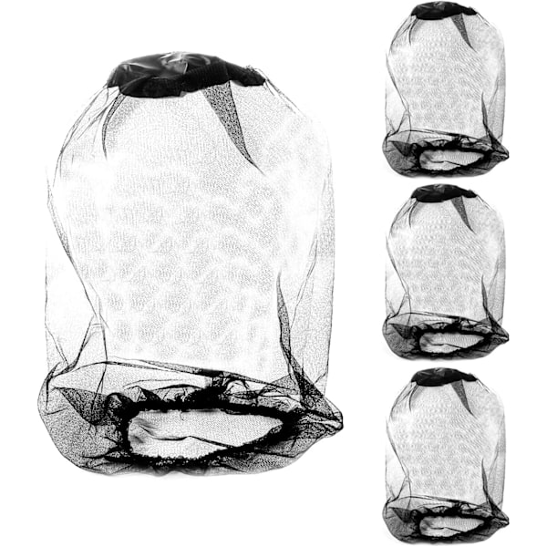 4 st Midge Head Net, Nylon Myggnät Huvudskyddsnät, Fint Masknät, Ansiktshalsnätsskydd för Utomhus, Vandring
