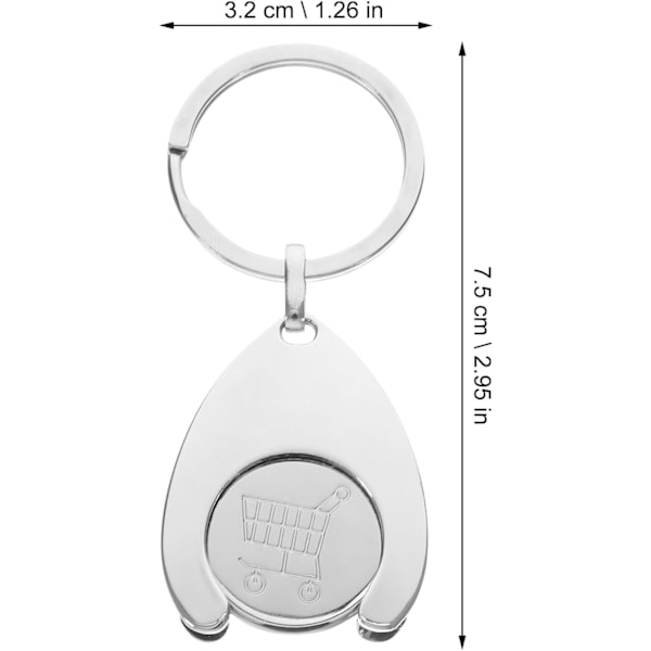 Trolley Token Nøglering, Supermarked Indkøbsvogn Metal Nøglering, Trolley Token Mønt Nøglering Vedhæng Dekorationer 2 stk