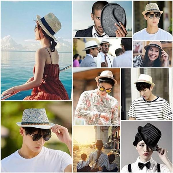 Hawaiiansk Fedora Halmhatte til Mænd Kvinder Unisex Trilby Panama Sommer Sol Jazz Kostume Party Cap