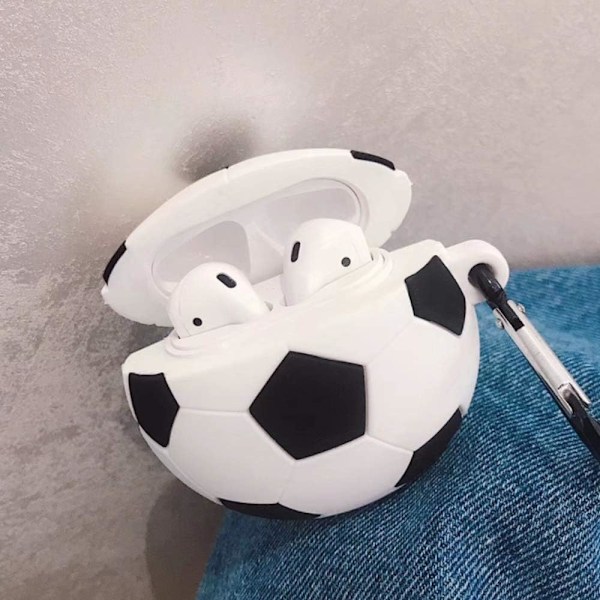 Kompatibel med Football Airpods-etui 1/2, Barn Tenåringer Jenter Gutter Silikon Morsom Kawaii Søt Tegneserie 3D Beskyttende (Fotball)