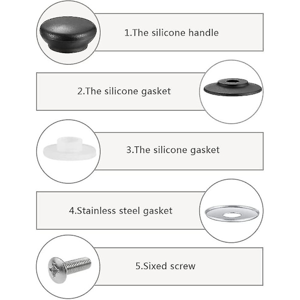 5 Pak Gryde Låg Håndtag, Knapper Bakelite Rund, Køkkenudstyr Universal Gryde Låg Håndtag, Varmebestandig