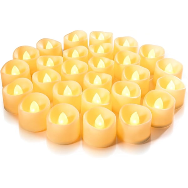 Batteridrevne Teelys, Flammeløse Flimrende Teelys, 200+ Timer Falske Elektriske LED-Lys Teelys til Votiv 24 Pcs Warm White