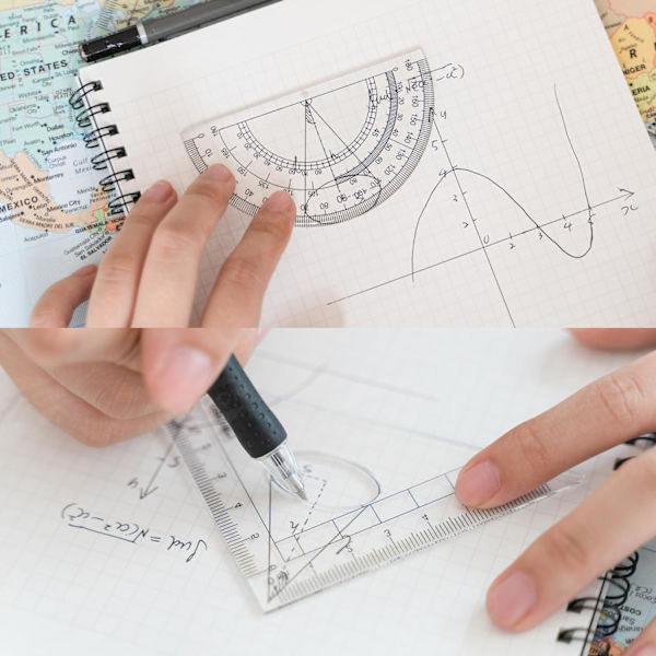 Matematikset Geometriset, Kompassisetti 8-osainen Koulutarvikkeet Piirustuskompassi Viivotin Kulmamittari Sarja Oppilaille Kantopussi