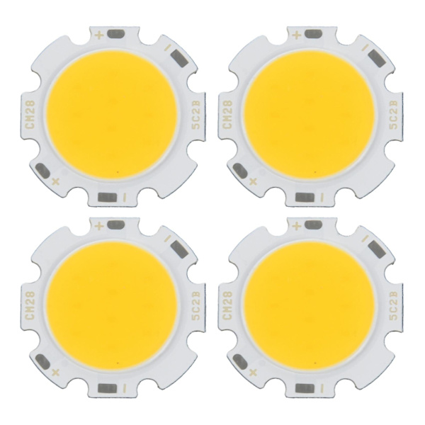 Geore 4x 5w Chip Light Pyöreä Cob Super Bright Led Light Led Lamput Lampunpolttimot Lämmin Valkoinen Dc15-17v