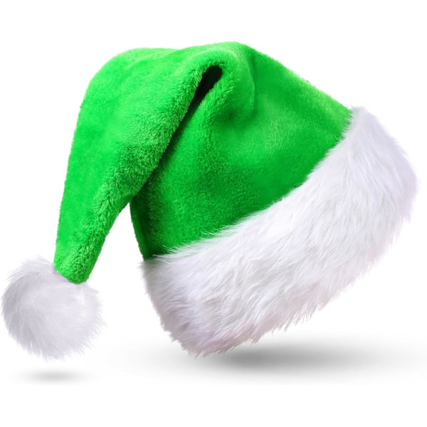 Grön tomteluva i velour, lyxig julhatt för vuxna, tomteluvor för kvinnor och män, tomteluvor, juldekoration