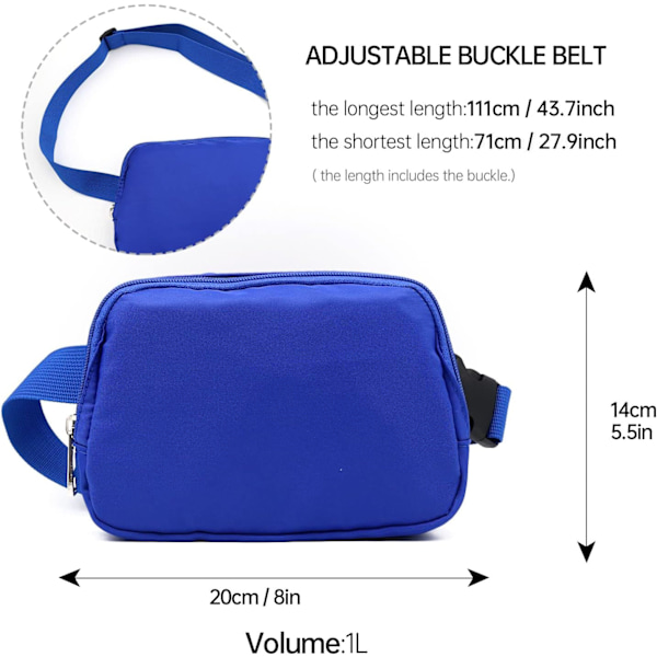 Bum Bag til Kvinder og Mænd - Løbebæltetaske Mode Taljepakker Fanny Pack med Justerbare Remme Skuldertaske