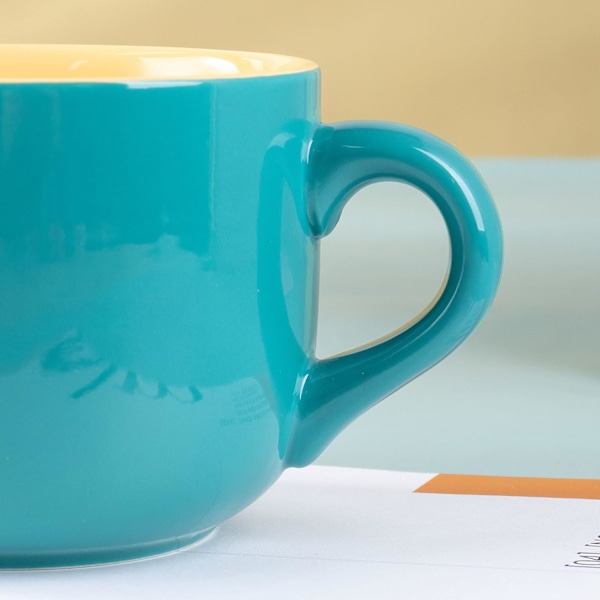 650ML/22OZ Stor Keramik Kaffeemugg, Stor Tekopp för Kontor och Hem, Diskmaskin och Mikrovågsugn Säker Mint Green
