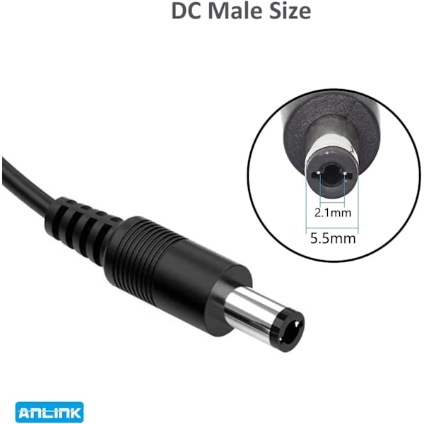DC-strömkabeldelare - 2-pack svart, 1 hona till 2 hane 5,5 mm * 2,1 mm strömutgångsadapterkabel för CCTV-säkerhetskameror, LED-remsor och mer