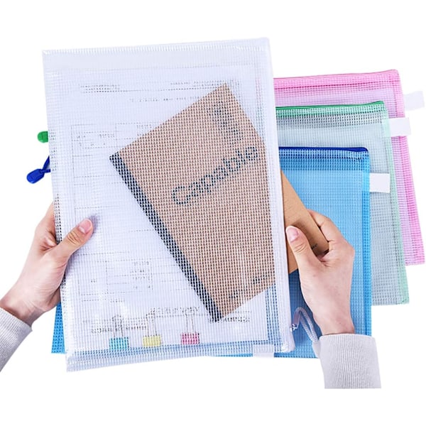 A4 Zip Wallets Plast Zip Wallets 5 st A4 Zip Folders Extra Tjocka-5Pack
