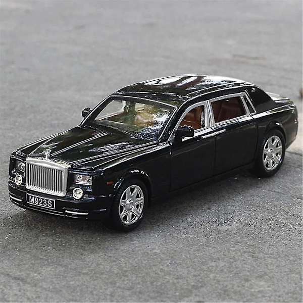 1/24 Legering Bilmodell Leke Rolls Royce Phantom Metall Diecast Høy Simulering Limousine Lyd Lys Leke Barn Gaver Samling Black Rolls Royce