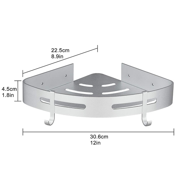 Dusjhylle uten hjørneboring og kjøkken dusjkabinett, patentert lim + selvklebende, aluminium, matt finish, 1 stk sølv