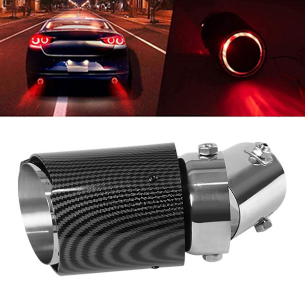 Bil Avgasrör Ljuddämpare Blå Röd Led Lysande Kolfiber Värmebeständig Universell Modifiering Inom 55mm Auto Svans Hals Ljuddämpare Ersättning Bil Tillbehör Red Straight Edge