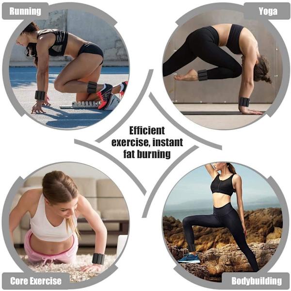 2 st justerbara handledsvikter fotledsvikter set för träning promenader jogging yoga aerobics pilates viktbärande armband fitness handledsband black