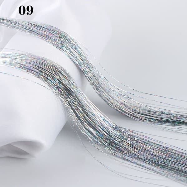 100 Strängar Hårförlängning Hårtinsel Bling Silke 09 9