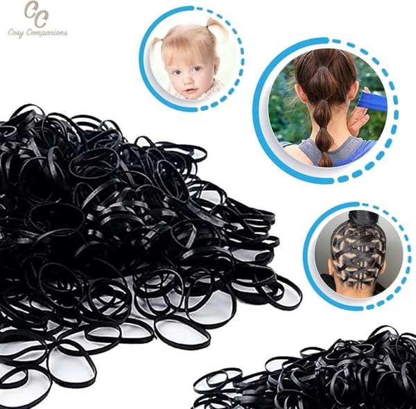 500x elastisk hårbånd, elastisk hårbånd, lille hårbånd, transparent hårbånd, hår elastisk bånd, transparent hårbånd, lille elastisk bånd Black