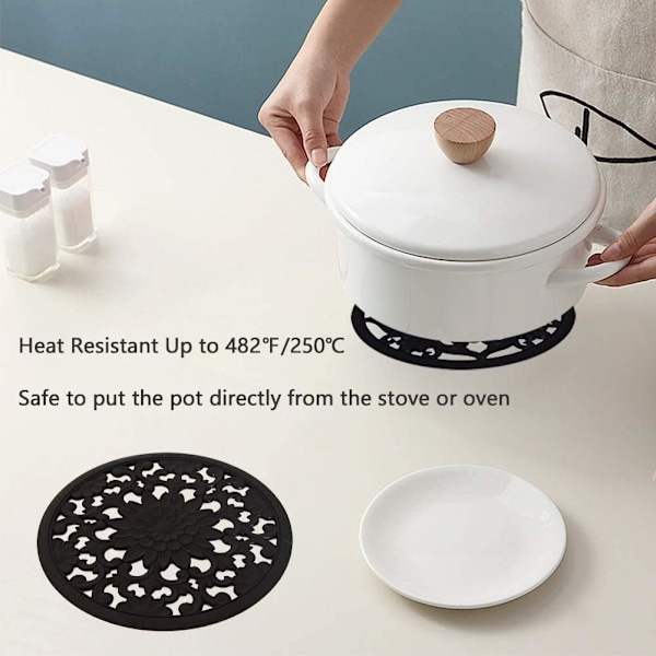 Silikon Trivet Matter, 3 Varmebestandige Grytekluter, Multifunksjonelle Sklisikre Varmeunderlag for Kjøkkenbenker & Bord (Blå)