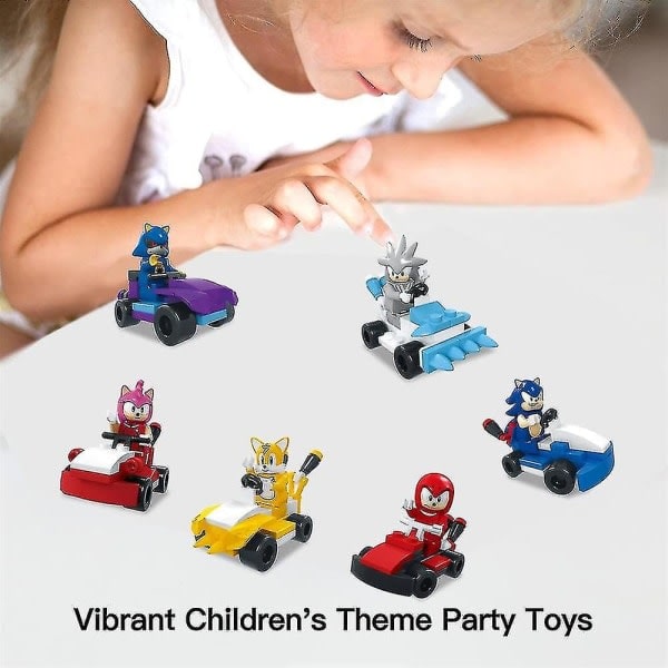 6 st Sonic Byggklossar Mini Actionfigurer Serietecknad Bilspel Monterade Minifigurer Leksaker Barn Pojkar Flickor Julgåva